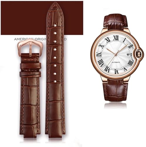 Bracelet de montre en cuir véritable pour boîtier convexe rose