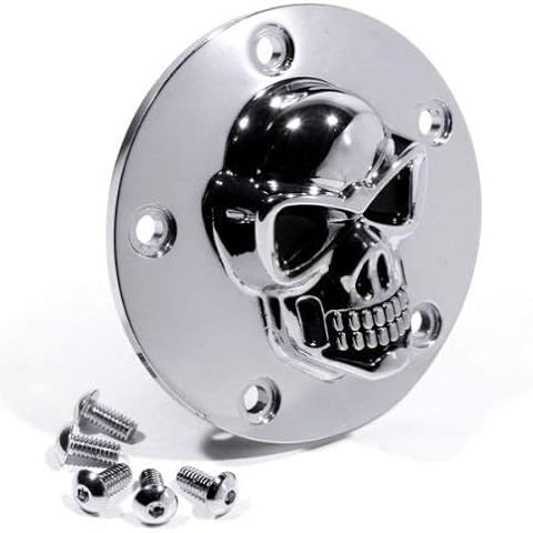 3D Skull Zündungsdeckel Chrom für Harley Davidson 99- Pointcover Totenkopf HD Cover