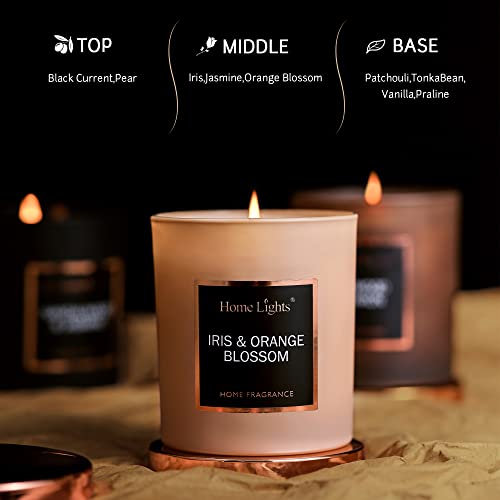 Home Lights Luxury Scented Candle, 7.19 oz, Natural Soy Wax, Home Fragrance Decor Gift, Iris Orange Blossom, Medium Jar