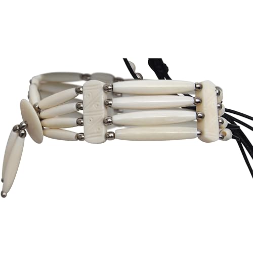 outROAR Gear American Indian Style Bone Choker Necklace, 4 Row White Traditional Hairpipe, Unisex Adjustable3