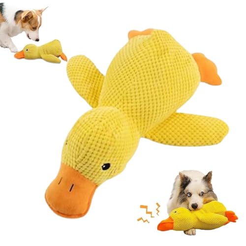 pclapora Peluche Anatra con Squeak per Cani, Paperotto Calmante, Anatra Antistress per Cani, Quack-Quack Duck, Giocattolo per Cane di Peluche, Papera per Cane, per Calma, Coccola e Rassicura Il Tuo