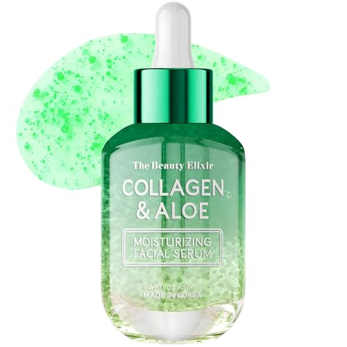 Aloe & Collagen Serum For Face - Dermatologist Tested, Anti-Aging, Ultra Hydrating Aloe Vera Gel For Face - Natural Ingredients, Clean Beauty, Cruelty-Free Korean Skin Care - 1.69 oz