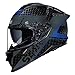 SMK Helmets Casco Integral Modelo Titan Carbon Nero Decorado Brillo Negro y Azul con Homologación 22.06 (L 59/60)