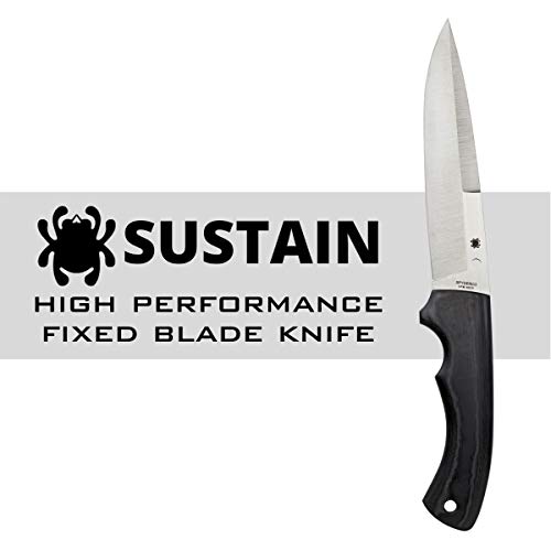 Spyderco Sustain Fixed Blade Utility Knife With 6.19" Cpm 20Cv Stainless Steel Blade And Premium Pouch-Style Leather Sheath - Plainedge - Fb39Gp #TOP1