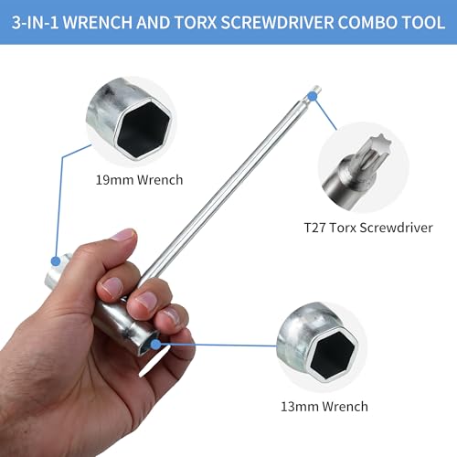Image of 2-Pack Combination Wrench 19mm x 13mm (3 /4 inch x 1 /2 inch), T-Wrench and T27 Torx Screwdriver Combination Chainsaw Tool, Fit for Stihl TS350, TS350AVE, TS360, TS400, TS460, TS700 and TS800 Cutquik Saws