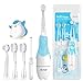 SEAGO SG-513 Elektrische Zahnbürste Kinder Baby Kinderzahnbürste Elektrisch ab 0-3 Jahre mit LED Licht Smart Timer Babyzahnbürste Wasserdicht IPX7 Schallzahnbürste (Baby Blau)