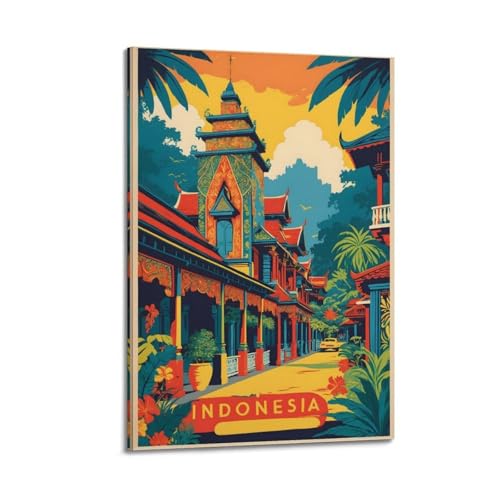 Poster de voyage indonésien coloré pour une décoration de chambre zen