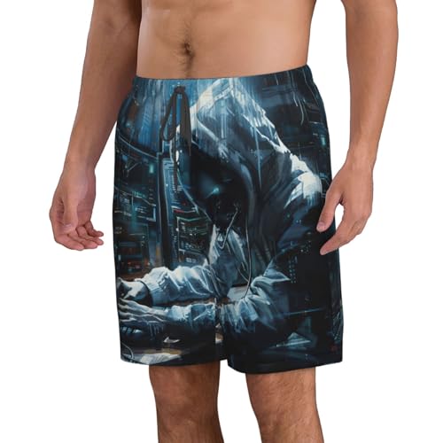 Hacker Attack Print Stylish Beach Shorts Swim Trunks Lightweight Breathable Summer Outdoor Activities2