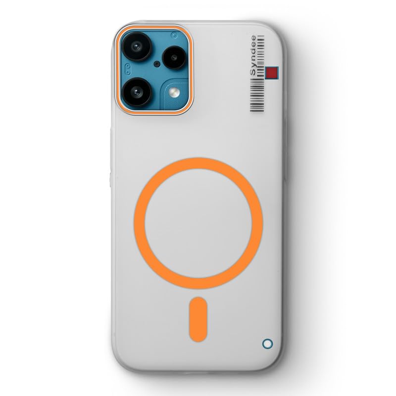 Image of Mr. Case Back Cover for Nothing Phone 3A Lite 5G Elegant Frosted White Translucent Back Only Compatible with Wireless Magnetic Accessories | Anti-Scratch Shockproof Phone Case - Orange