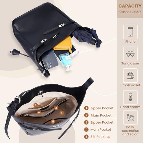 Bolso Hobo de Cuero Genuino para Mujer miniatura 4