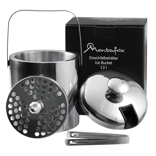 Montafox Edelstahl Eiswürfelbehälter 1,3 Liter Doppelwandig...