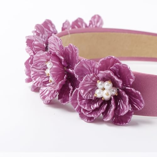 Bandeau fleur résine imitation perle au tempérament doux - 5