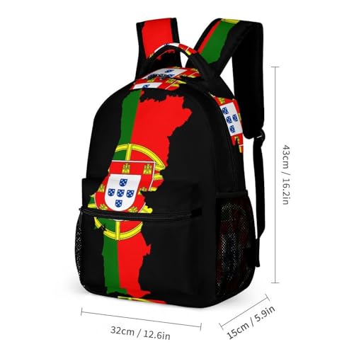 Portugal Flag Map Travel Backpack Casual Daypack Shoulder Bag with Adjustable Shoulder Straps2