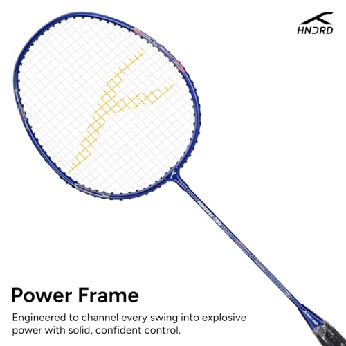 Image of Hundred Powertek 200 Aluminium Badminton Racket Combo, 1 Strung Racket with Full Cover & 3 Aura Nylon Shuttlecocks, Lightweight Shuttle Bats for Match Play
