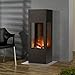 Produktbild muenkel design Prism Fire - Opti-Myst Elektrokamin Kaminofen Kamin - Korpus Schwarz/Grau - mit Heizung - Alu Flamebed Silber