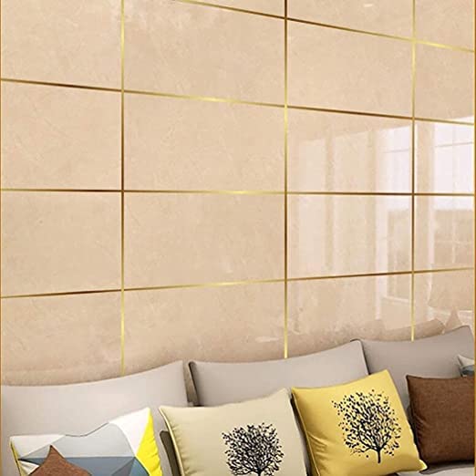 NOMAZO Tile Sticker Waterproof Gap Sealing Golden Tape Strip Adhesive Tile Decoration Floor Tape for Floor and Wall 3