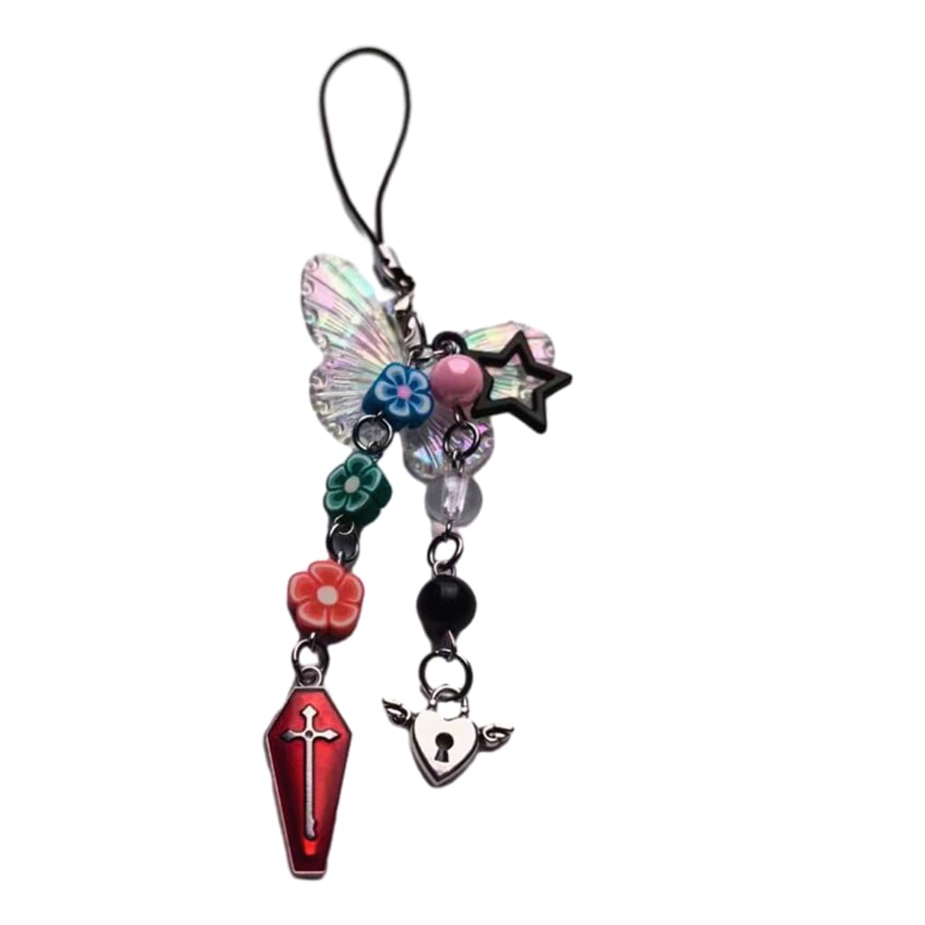 JSGHGDF Coffin Pendant Phone Charm Hanging Rope Style Phone Chain Strap Bag Decoration Lanyards Keychain Accessory