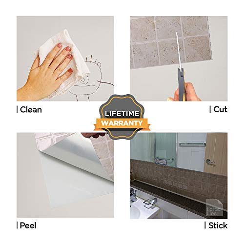 Tic Tac Tiles 10-Sheet Peel and Stick Self Adhesive Removable Stick On Kitchen Backsplash Bathroom 3D Wall Sticker Wallpaper Tiles in Marmo Travertine