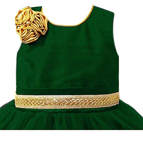 Image of Stanwells Kids Baby Girls Knee Length Birthday Frocks Net Flared Ruffle Pattern Puff Sleeves Western Frock Dress Embroidery Fancy Dress for Girls Birthday Gift for Daughter