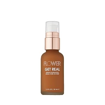 FLOWER BEAUTY By Drew Barrymore Get Real Serum Foundation - Hydrating + Lightweight Formula - Light to Medium + Buildable Coverage Sable