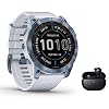 Garmin Fenix 7X Sapphire Solar GPS-Multisport-Smartwatch Touchscreen – DLC Titan – Musik Player – Navigation – steinweiss/weiß inkl. Bluetooth Headset