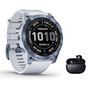 Garmin Fenix 7X Sapphire Solar GPS-Multisport-Smartwatch Touchscreen – DLC Titan – Musik Player – Navigation – steinweiss/weiß inkl. Bluetooth Headset