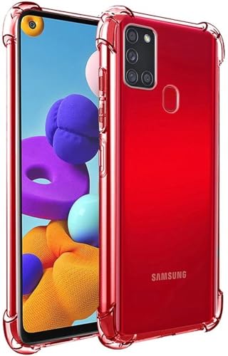Image of BOXXO Flexible Back Cover for Samsung Galaxy A21s | Back Cover Transparent Clear Shockproof Case Four Corner Protection | Slim Protective Mobile Phone Cover for Samsung Galaxy A21s