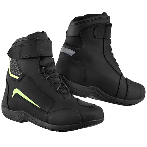 Leather Motorbike Boots Motorcyle Shoes CE-Approved Waterproof Protective Boots Short Ankle Touring Armour & Anti-Slip Prix (Black UK 9 UK Footwear Size System Adult Men Numeric Medium 9)