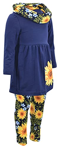 Image of Unique Baby Girls Kids Toddler 3pc Outfit Set Long Sleeve Soft Knit Tunic Top Leggings and Scarf