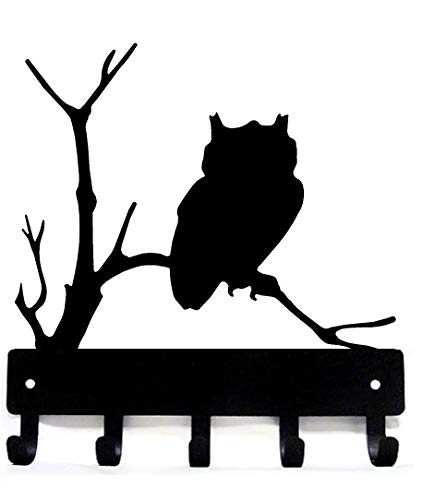 The Metal Peddler Owl Bird Key Rack Hanger - Small 6 inch Wide - Made in USA - Wall Mounted Holder for Wildlife Lovers