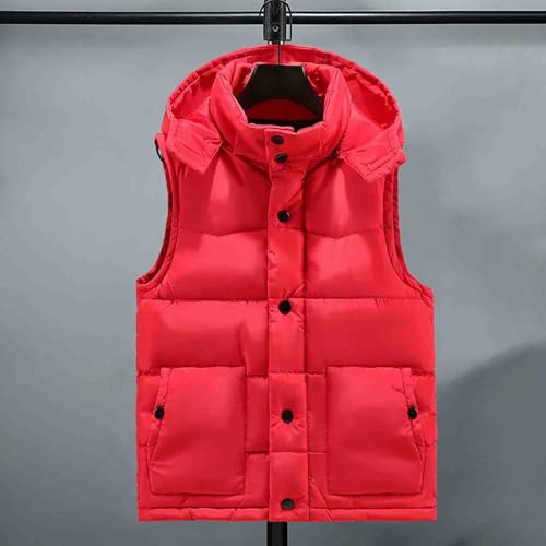 Mens Outdoor Puffer Vests with Hood Button Up Removable Hooded Sleeveless Padded Jackets Winter Fishing Puffy Vests2