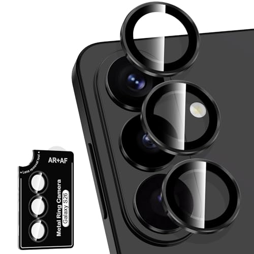 Avocase for Samsung Galaxy S26 Camera Lens Protector Individual Metal Ring Tempered Glass Lens Cover [Strong Adsorption] Scratch Resistant Ultra-Thin HD Clear Lens Cover 1 Set-Black Ring