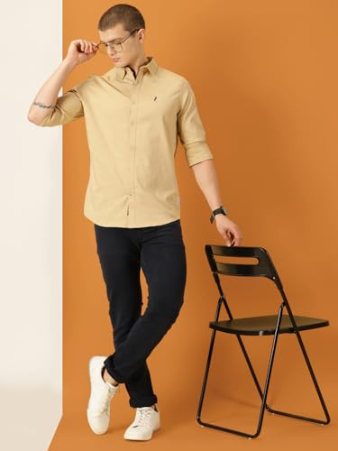 Image of Thomas Scott Men's Cricket Club Collection Classic Regular Fit Twill Shirt | 100% Cotton Long Sleeve Solid Shirt with Button Down Collar (Available in Plus Size)