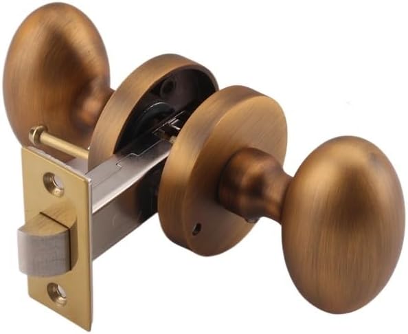 American Ball Lock Light Luxury Room Door Lock Bright PVD Door Handle Yellow Bronze Silent Split Lock(Yellow Bronze Bathroom Lock)