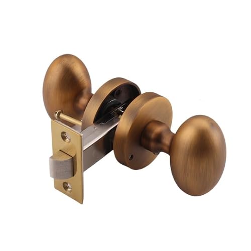 NYRXRYTCA American Ball Lock Light Luxury Room Door Lock Bright PVD Door Handle Yellow Bronze Silent Split Lock(Yellow bronze bathroom lock)