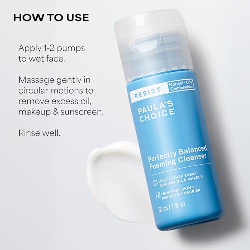 Image of Paula's Choice RESIST Perfectly Balanced Foaming Facial Cleanser, Face Cleanser with Hyaluronic Acid & Aloe, Anti-Aging Face Wash, Large Pores & Oily Skin, Fragrance-Free