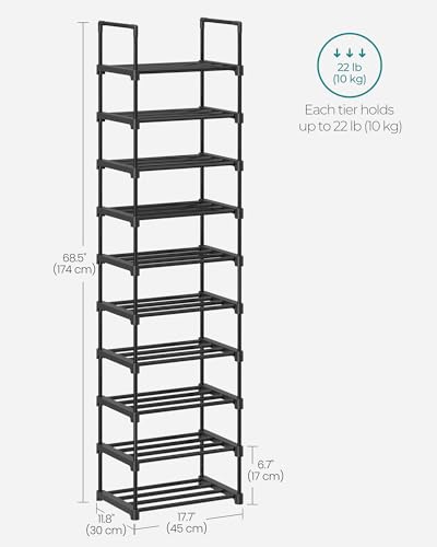 Image of SONGMICS Shoe Rack, 10-Tier Shoe Organizer, Metal Storage Shelf