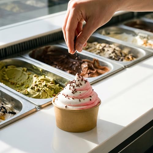 Image of Coppetta 12-Ounce Dessert Cups, 200 Disposable Ice Cream Cups - Lids Sold Separately, Sturdy, Kraft Paper Frozen Yogurt Bowls, For Hot And Cold Foods, Perfect For Gelato Or Mousse - Restaurantware