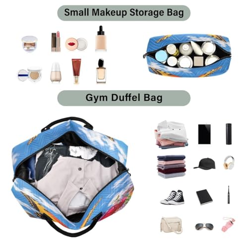 Flower Butterfly Blossom Cloud Travel Duffle Bag Gym Bag Weekender Bags with Toiletry Bag Travel Trip Tote Bag4