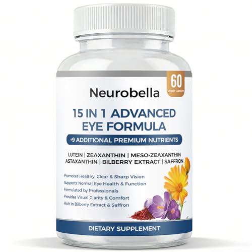 Neurobella Eye Formula Neurobella 15 in 1 Advanced Eye Formula with All 3 Carotenoids Lutein & Zeaxanthin Saffron & Bilberry Extract