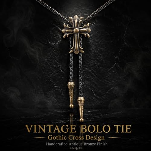 Image of Cowboy Bolo Tie for Men, Vintage Cow Skull Bolo Tie Necklace Native American Necktie for Men Women
