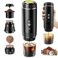 SKJJM Mini Kaffeemaschine für Unterwegs, 3 in 1 Akku Kaffeemaschine mit USB, Tragbare Auto Espressomaschine, Kompatibel mit Kapsel und Gemahlener Kaffee, 5 Min Erhitzen für Camping Wohnmobil Gadget – Ansicht 1