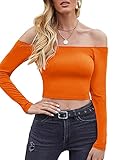 HUHOT Orange Daphne and Velma Costume Debbie Thornberry Costume Womens Basic Off-Shoulder Top...