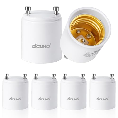 DiCUNO GU24 to E26 Adapter 160 Heat Resistant Maximum Wattage 200W GU24 Pin Base to E26 Standard Medium Base Socket Converter Light Bulb Socket Adapter 6-Pack