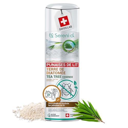 TERRE DE DIATOMÉE TEA TREE PUNAISES DE LIT – EFFICACITÉ FOUDROYANTE – 100% d'ORIGINE NATURELLE - Action IMMÉDIATE et EFFICACE - Swiss Lab