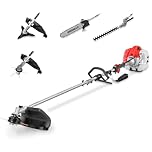 GREENCUT GM650X-5 - Débroussailleuse Multifonction 5 en 1, Moteur Essence 2 Temps, 5 Accessoires Interchangeables, Débroussailleuse, Taille-haie et Élagueuse pour Jardin