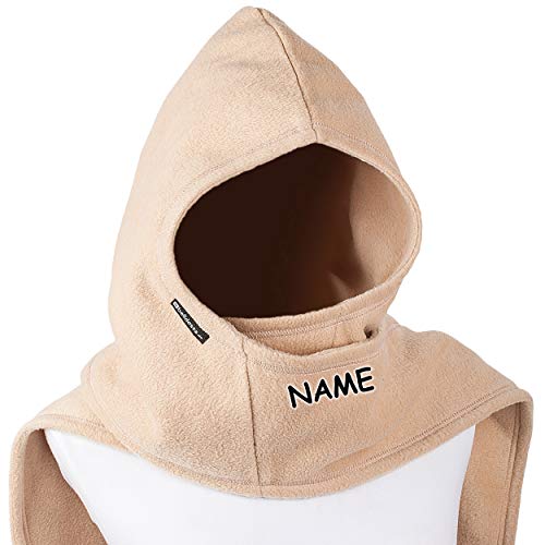 alles-meine.de GmbH Kapuzenschal - Hellbraun/braun - inkl. Name - Fleece Schal - Schalmütze - antipilling - Kapuze Langer - einfarbig Uni - Damen - Herren - Kinder Hoodieschal ..