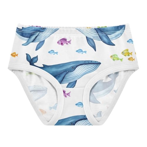 Designer Toddler Girls Underwear 2t Cotton Little Girl Panties Blue Whales Colorful Fish White Briefs Undies Kids