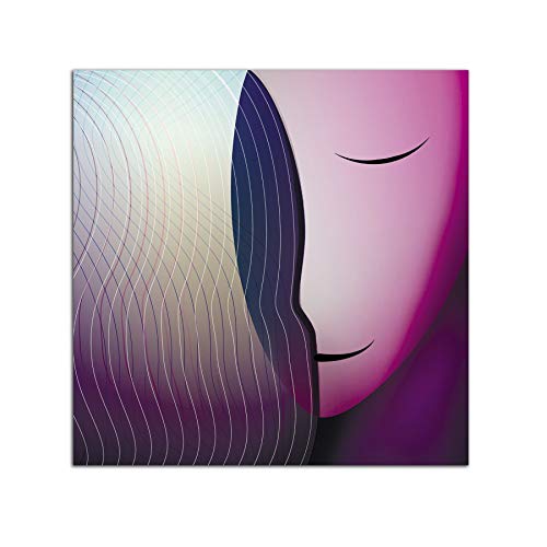 Startonight Cuadro sobre Vidrio - Contornos Abstractos Púrpuras - Moderno Cuadro de Cristal Acrílico 60 x 60 cm