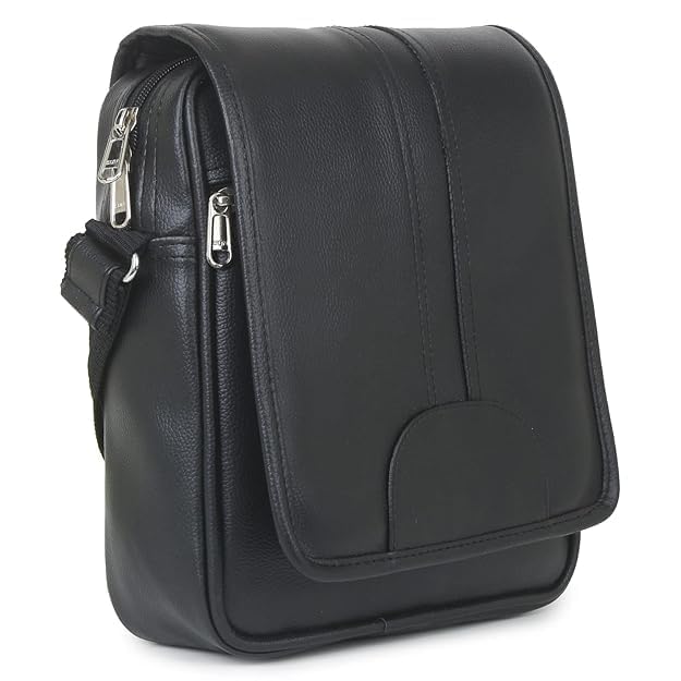 Image of Unisex Leather Bag Combo Set - Brown Laptop Backpack & Black Crossbody Messenger Bag (2 Piece) | Office, Travel & College Work Bags for Men & Women